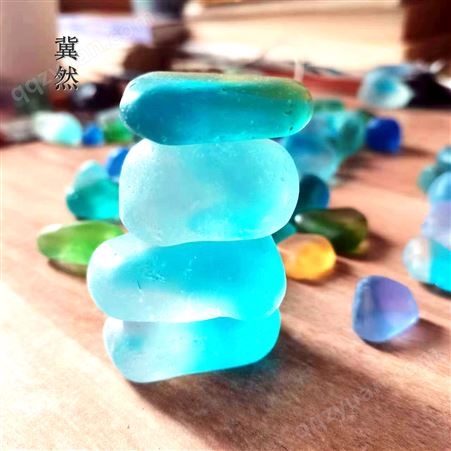 玻璃卵石磨砂海玻璃 混色鹅卵石景观装饰水族造景石儿童娱乐石